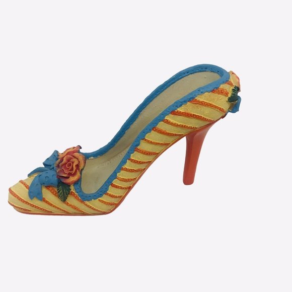 My Treasure Vintage 1999 Mini High Heel Shoe Figurine Embossed Roses 4.5" - Picture 1 of 12